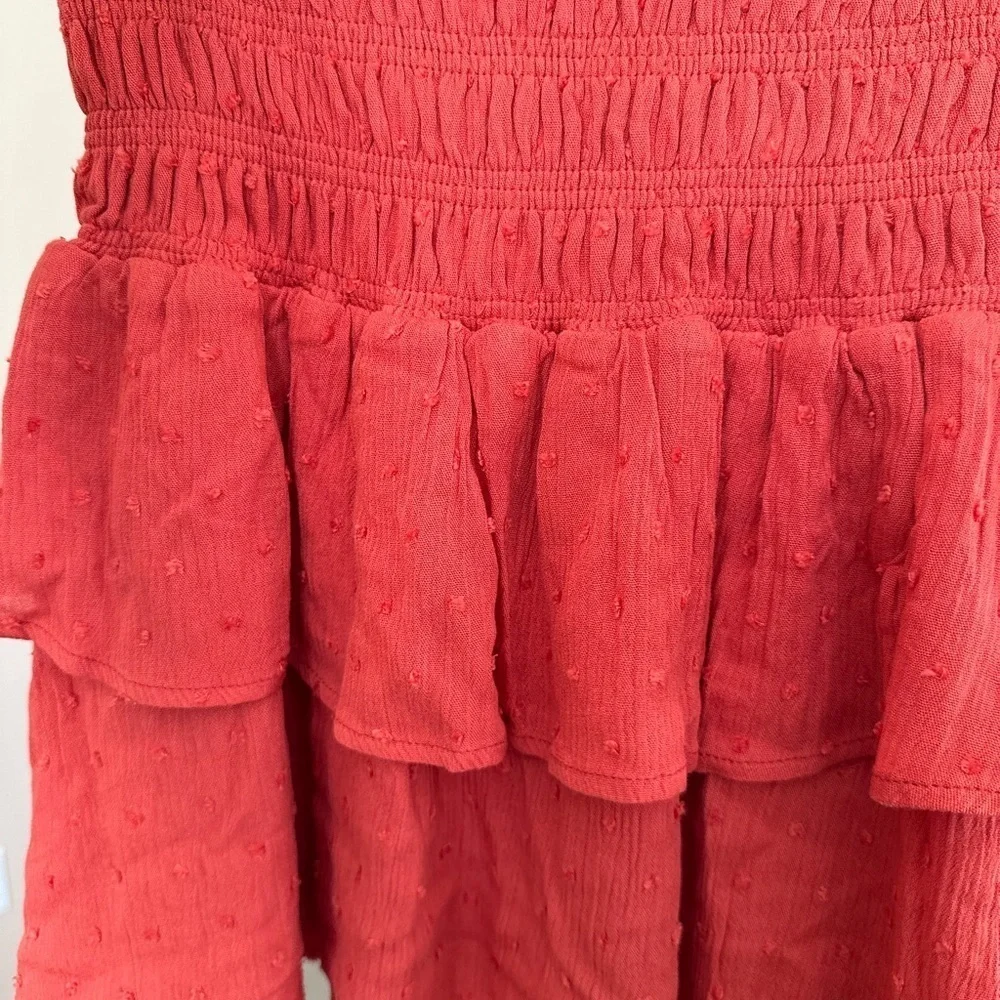 Altar’d State Mini Skirt Flowy Swiss Dot Skater Skirt orange size XS NWT